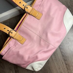 Vintage Coach Pink Baby Multifunction Diaper Tote Zipper Bag 2004 Edition